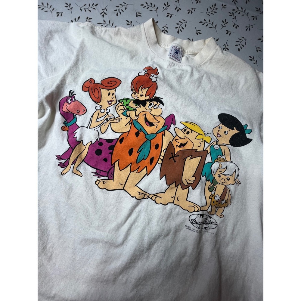 Vintage 1994 The Flintstones T-Shirt Delta Cotton Hanna-Barbera White Large USA
